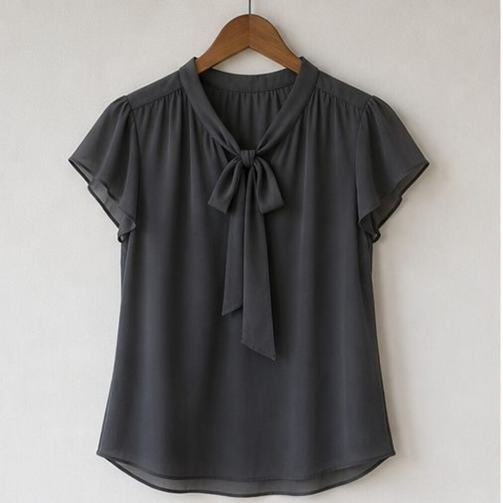 Charcoal Button Blouse